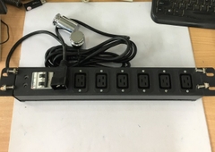 Thanh Phân Phối Nguồn Điện Máy Chủ PDU 1U Rack Moun 19 6 Way IEC C19 Socket BHW-T4 1P C32 MITSUBISHI to C20 Power Plug With Cord 16A 250V 3x1.5mm Cable Length 3M