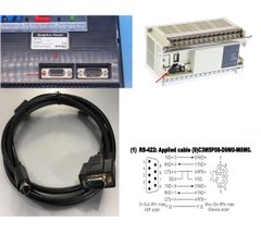 Cáp Lập Trình Communication Cable C3M5P08-D9M0-M8M0 1.8M Kết Nối HMI Autonics GP/LP Series Với PLC Mitsubishi FX1S FX1N FX2N Qua Giao Thức RS422 Mini Din 8 Pin Male to DB9 Female Black Length 1.8M