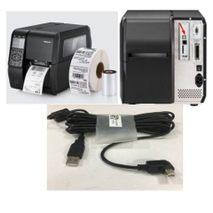 Cáp Máy In Tem Nhãn Công Nghiệp Bixolon XT5-40 Label Printer E156437 AWM Style 2725 USB 2.0 A-B Printer Cable 28AWG Black Left Angle B Góc Chữ L 90 Độ Vuông Sang Góc Trái Length 3M