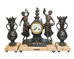 ĐỒNG HỒ TƯỢNG 2 THIẾU NỮ HY LẠP CỔ ĐẠI sx năm 1830 (PVN333)