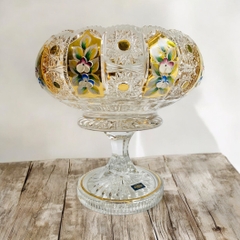 Liễn pha lê mạ vàng đắp hoa nổi thủ công 24,5 x 26 cm (PVN905)