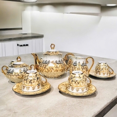 (Bán buôn, bán lẻ) BỘ ẤM TRÀ 15 MÓN VẼ VÀNG 24K Sản xuất tại CH Séc (Tiệp Khắc)