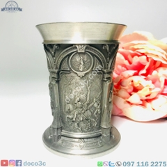 Bộ cốc thiếc đúc nổi thủ công cao 10 cm