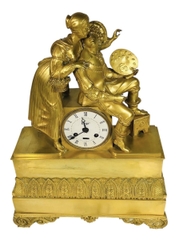 Đồng hồ lắc-kê vàng, tượng đôi nam nữ Troubadour, xuất xứ Pháp, thời kỳ Charles X (1824-1830).Mã SP: PVN330
