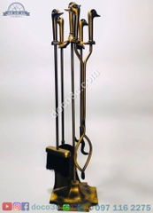 Bộ cời lửa đồng đầu vịt 5 món cao 80 cm- Đức