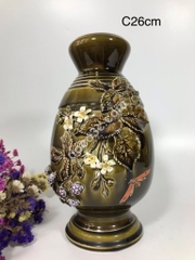 Lọ hoa sứ Đức cao 26 cm màu nâu đất