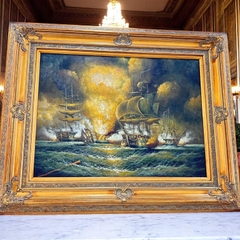 “Tranh Sơn Dầu Hải Chiến Cổ Điển Khung Gỗ Chạm – Đẳng Cấp Sưu Tầm