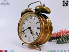 ALARM CLOCK cơ cổ TIỆP KHẮC thương hiệu Prim màu đồng số La Mã (PVN319)