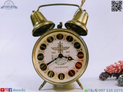 ALARM CLOCK cơ cổ TIỆP KHẮC 1962-1982 mạ vàng sx tại Lipník nad Bečvou