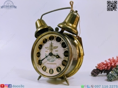 ALARM CLOCK cơ cổ TIỆP KHẮC 1962-1982 mạ vàng sx tại Lipník nad Bečvou