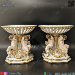 Đôi liễn sứ Pháp tượng bốn quý tử (PVN328).