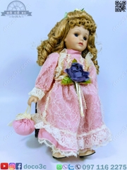 BÚP BÊ SỨ VÁY HỒNG SẢN XUẤT TẠI ĐỨC CAO 32 CM