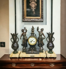 ĐỒNG HỒ TƯỢNG 2 THIẾU NỮ HY LẠP CỔ ĐẠI sx năm 1830 (PVN333)