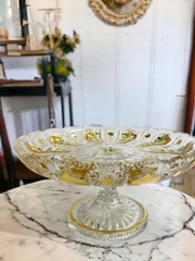 Liễn pha lê mạ vàng đắp hoa nổi thủ công 30 x 15 cm (PVN906)