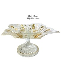 Liễn pha lê mạ vàng Tiệp Khắc 16x25cm