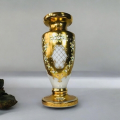 Lọ hoa pha lê mạ vàng hoa nổi Tiệp Khắc (50 cm)