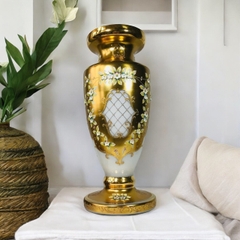 Lọ hoa pha lê mạ vàng hoa nổi Tiệp Khắc (50 cm)