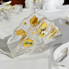 Khay để khăn ăn mạ vàng pha lê Tiệp mạ vàng 14x10 cm