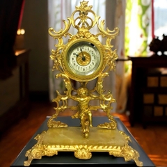 Đồng hồ mạ vàng để bàn Pháp 24 cm