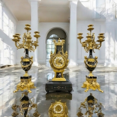 Bộ Đồng hồ chân nến Verde Alpi Marble and Bronze