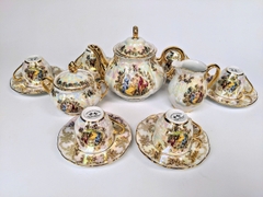 [Bán buôn, bán lẻ] BỘ ẤM TRÀ SÉC 15 MÓN MẠ VÀNG 24K CHẤT SỨ NGỌC TRAI HÌNH 3 CÔ GÁI HY LẠP CỔ ĐẠI (size nhỏ)