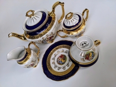BỘ ẤM TRÀ SÉC 15 MÓN MẠ VÀNG 24K XANH COBAN HÌNH 3 CÔ GÁI HY LẠP CỔ ĐẠI