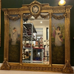 Gương gỗ quý tộc Pháp tranh vẽ thiếu nữ châu Âu 150x148 cm