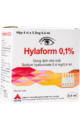 Dung dịch nhỏ mắt Hylaform 0,1 0.4ml điều trị triệu chứng khô mắt, rối loạn biểu mô giác mạc (Hộp 4 vỉ x 5 tép)
