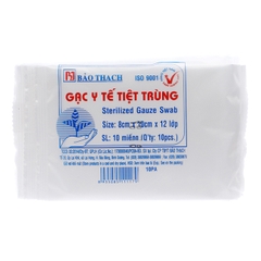 GẠC Y TẾ BẢO THẠCH 8CM X 10CM X 12 LỚP, HỘP 10 MIẾNG