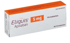 Thuốc Eliquis 5mg Pfizer phòng ngừa biến cố thuyên tắc huyết khối tĩnh mạch, đột quỵ (20 viên)