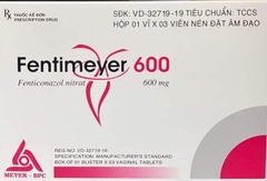 Viên đặt âm đạo Fentimeyer 600 Meyer-BPC điều trị bệnh nấm Candida sinh dục (1 vỉ x 3 viên)