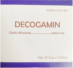 Dung dịch uống Decogamin 600mg Medisun dùng cho đột quỵ, chấn thương sọ não, sa sút trí tuệ (30 ống x 7ml)