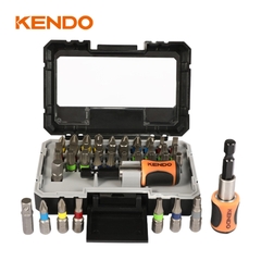 Bộ mũi vít nhiều màu kèm đầu nối bằng thép S2 32 chi tiết Kendo - 32203235