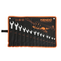 Bộ cờ lê 2 đầu vòng miệng bằng thép CrV 14 cái (6 - 24mm) Kendo - 15246