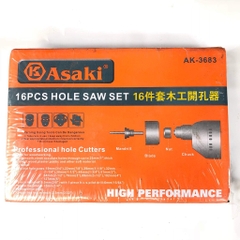 Bộ khoét lỗ gỗ và thạch cao ASAKI AK-3683 (16 chi tiết)