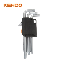 Bộ lục giác đầu hoa thị chữ L loại tiêu chuẩn bằng thép Cr-V (9 cái/bộ) Kendo - 20741
