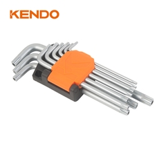 Bộ lục giác đầu hoa thị chữ L loại tiêu chuẩn bằng thép Cr-V (9 cái/bộ) Kendo - 20741