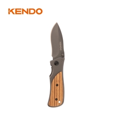 Dao tiện ích gấp gọn chất liệu thép không gỉ với tay cầm bọc gỗ 165mm Kendo - 30928