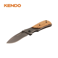 Dao tiện ích gấp gọn chất liệu thép không gỉ với tay cầm bọc gỗ 165mm Kendo - 30928