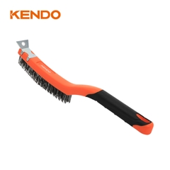 Bàn chải sợi thép 3x19 hàng kết hợp đầu sủi kích thước 14 inch 350mm Kendo - 31201