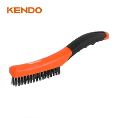 Bàn chải sợi thép 4x16 hàng tay cầm nhựa mềm kích thước 10 inch 250mm Kendo - 31301