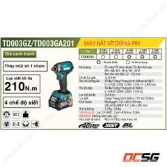 Máy vặn vít dùng pin 40Vmax Makita TD003GZ (thân máy)
