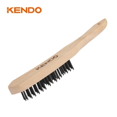 Bàn chải sắt sợi thép tay cầm gỗ 3×15 hàng Kendo - 31501