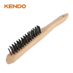 Bàn chải sắt sợi thép tay cầm gỗ 3×15 hàng Kendo - 31501