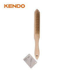Bàn chải sắt sợi đồng thau tay cầm gỗ 4×15 hàng Kendo - 31504