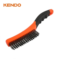 Bàn chải sợi thép 4x16 hàng tay cầm nhựa mềm kích thước 10 inch 250mm Kendo - 31301