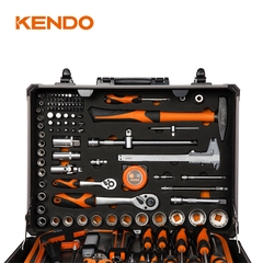 Bộ dụng cụ vỏ nhôm có bánh xe đẩy 161 chi tiết Kendo - 90703