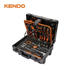 Bộ dụng cụ vỏ nhôm có bánh xe đẩy 161 chi tiết Kendo - 90703