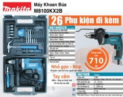 Máy khoan búa 16/33/30mm dùng điện 710W Makita M8100KX2B (26 Cái phụ kiện)