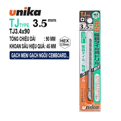 Mũi khoan gạch men Unika (Nhật) chuôi lục giác mã TJ
